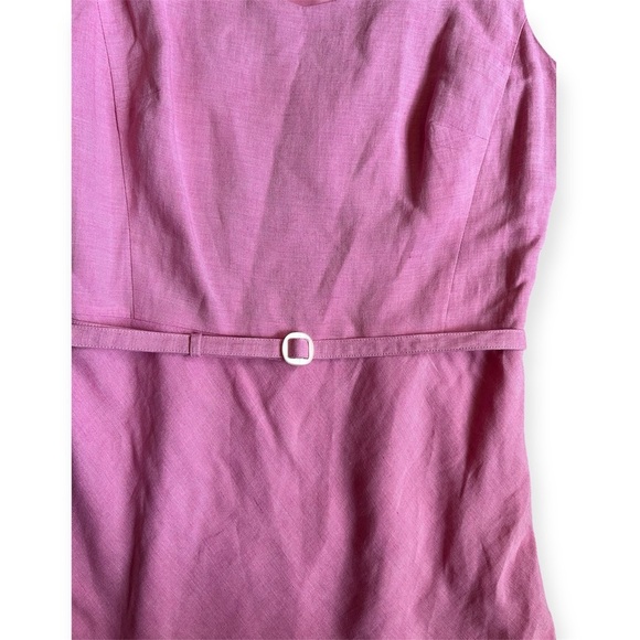 LOFT Ann Taylor Pink Linen Belted Midi Dress Women’s size 8 - Picture 3 of 5